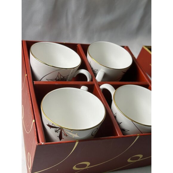 Lenox Merry & Bright Snowflake Mug Set of 4 White/Gold Holiday Gift Elegant - Picture 10 of 13